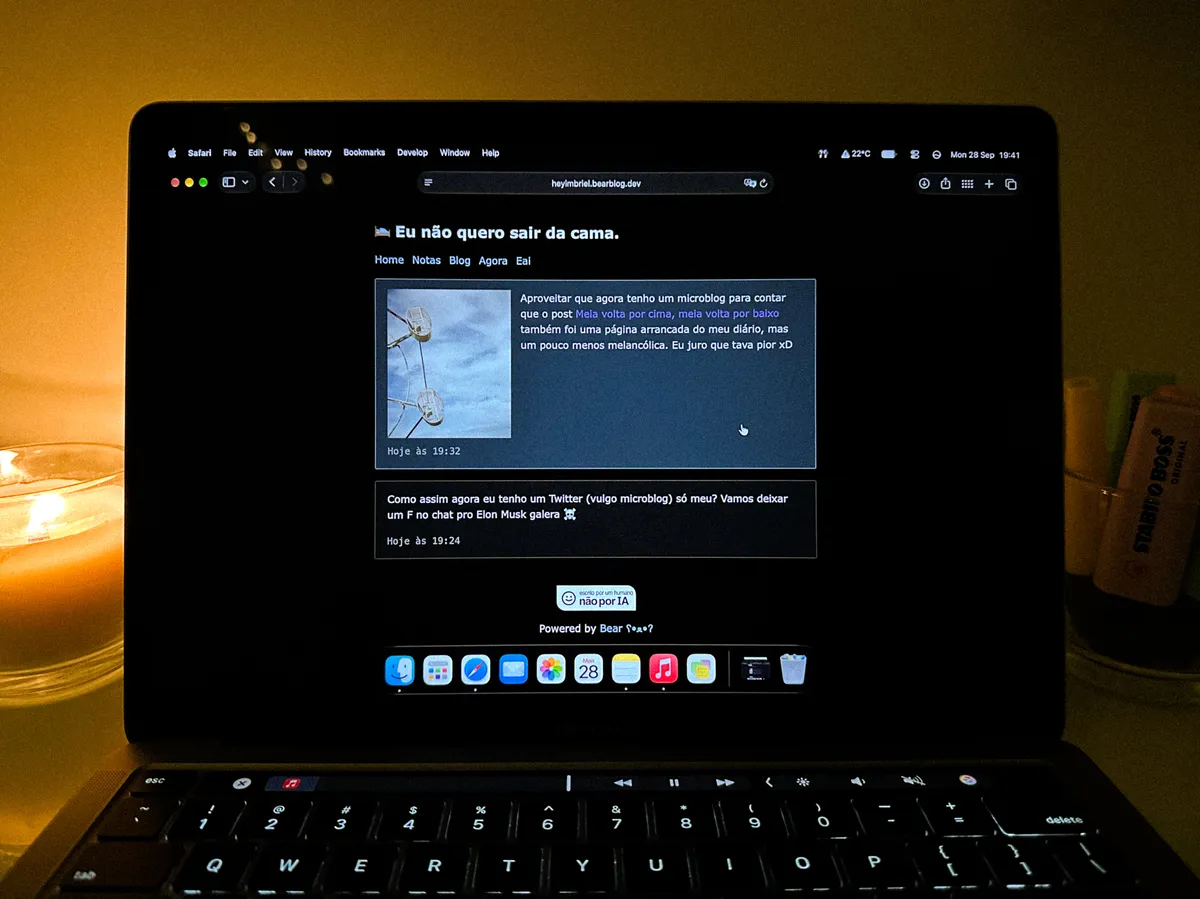 Tela do computador mostrando o Microblog