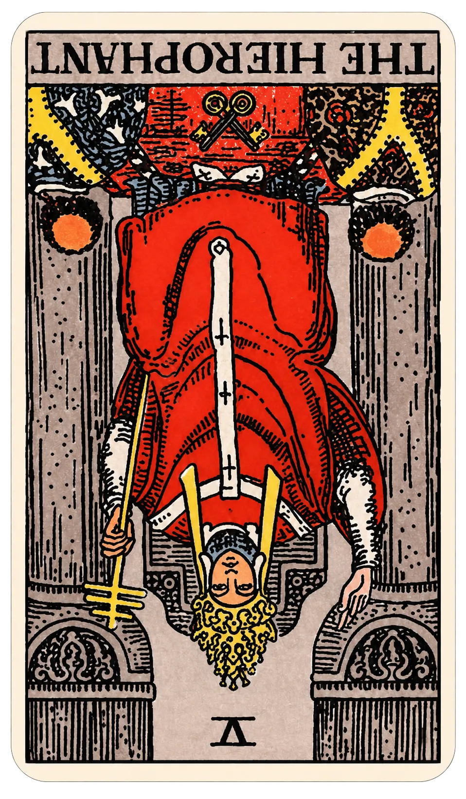 The Hierophant tarot card, reversed