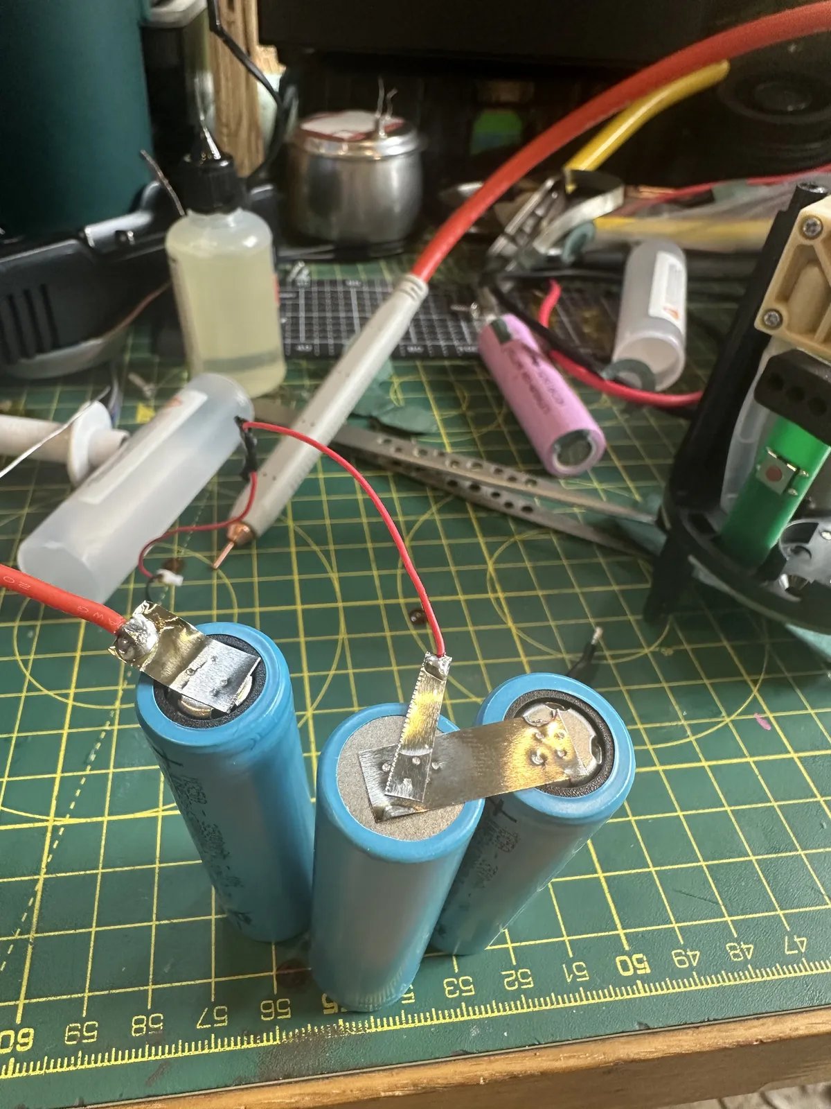 A mostly re-assemled pack - with the wrong wire orientation