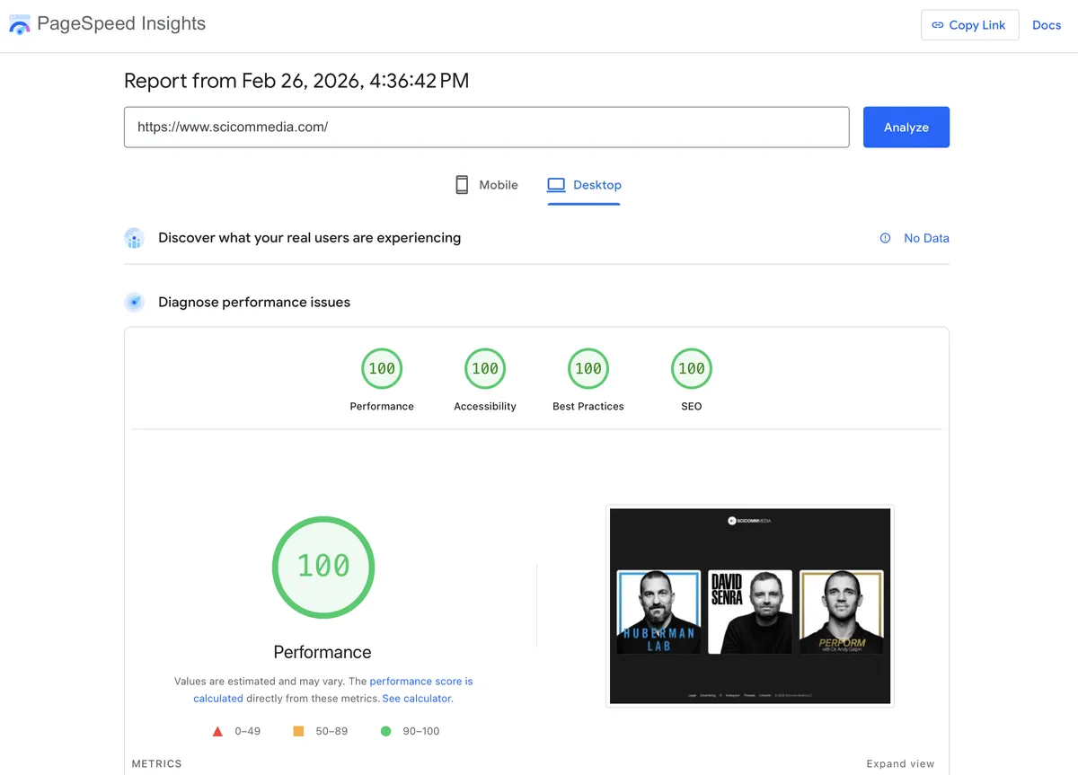 scicomm-site-google-page-speed
