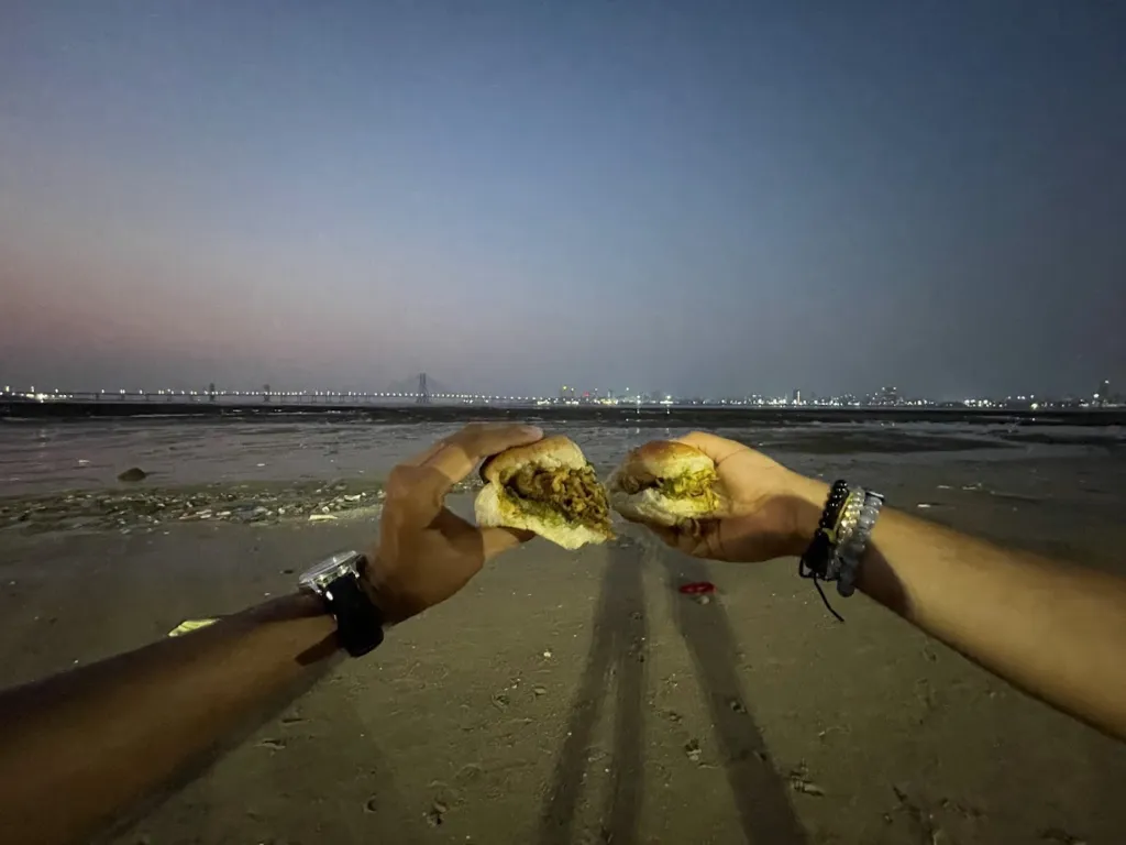 Dadar beach, with Ashok Vada Pav to munch on