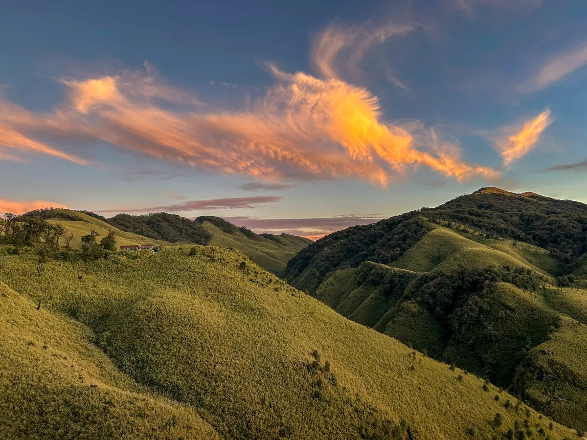 Evening glow from the Dzukou base camp