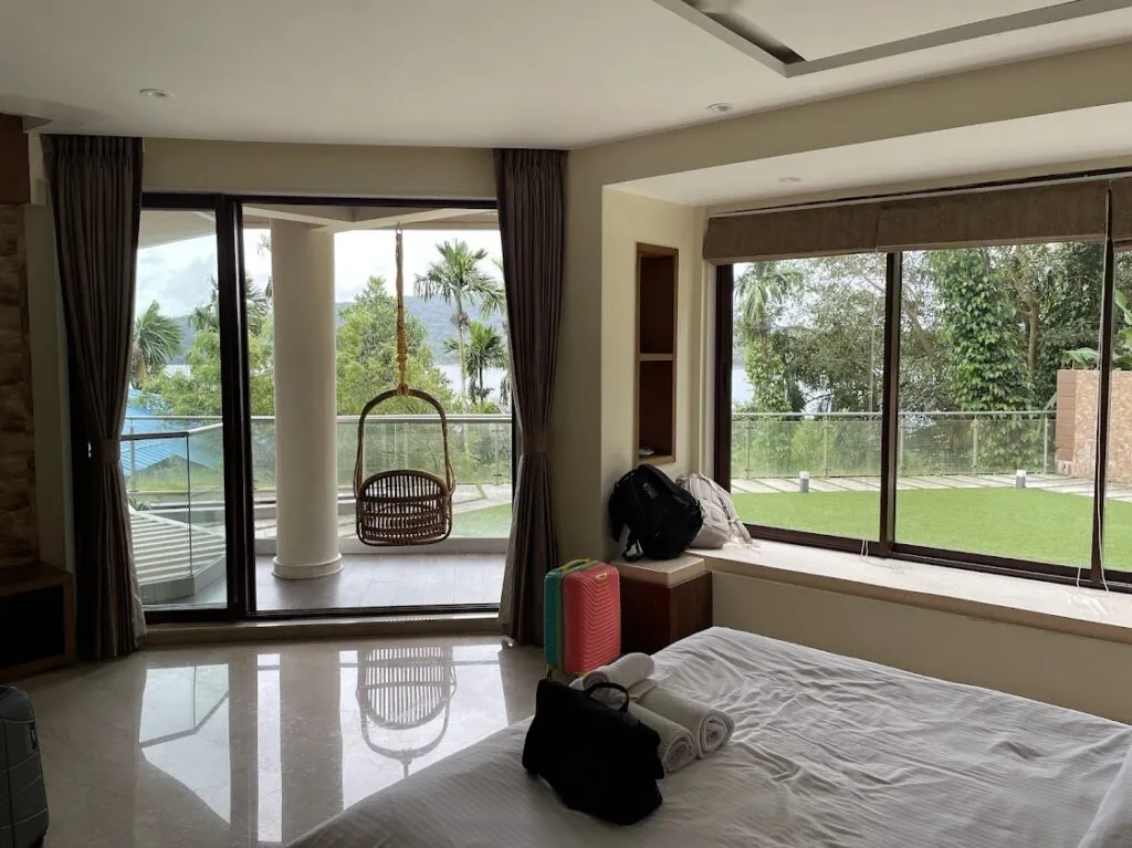 The master bedroom with an enviable view overlooking the marine bay