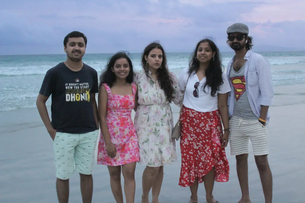 A group-fie, finally - thanks to a kind stranger who agreed to click this for us