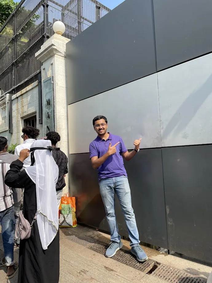 Posing away, proud, in front of Mannat