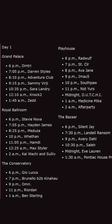 decadence-2025-day-1 full Linup