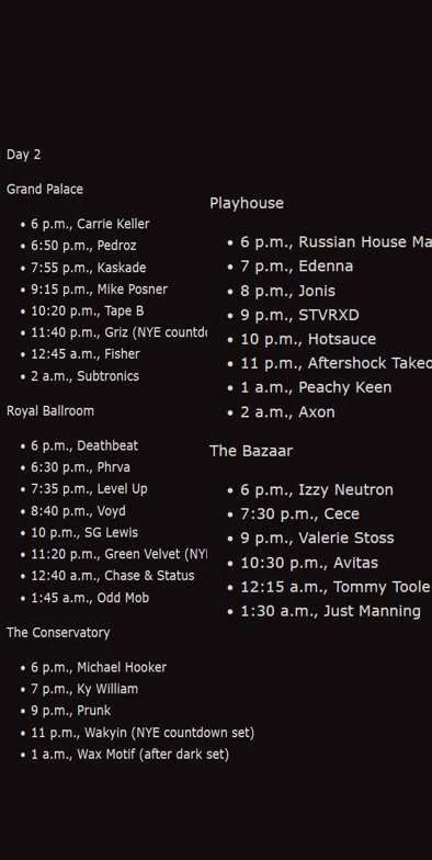 decadence-2025-day-2 full Linup