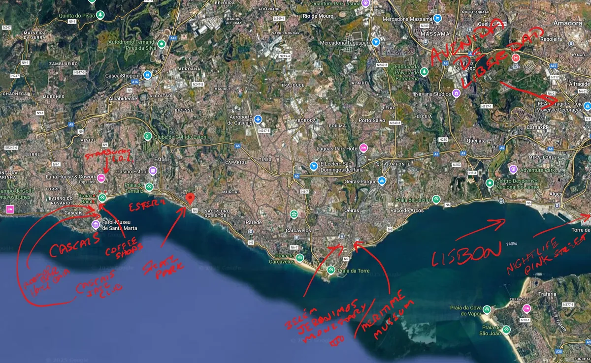 Map 'o Esteril and Cascais