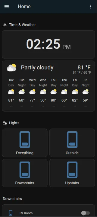 Sample Home Assistant Screen
