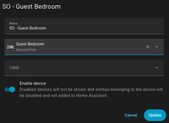 Example Device in Home Assistant