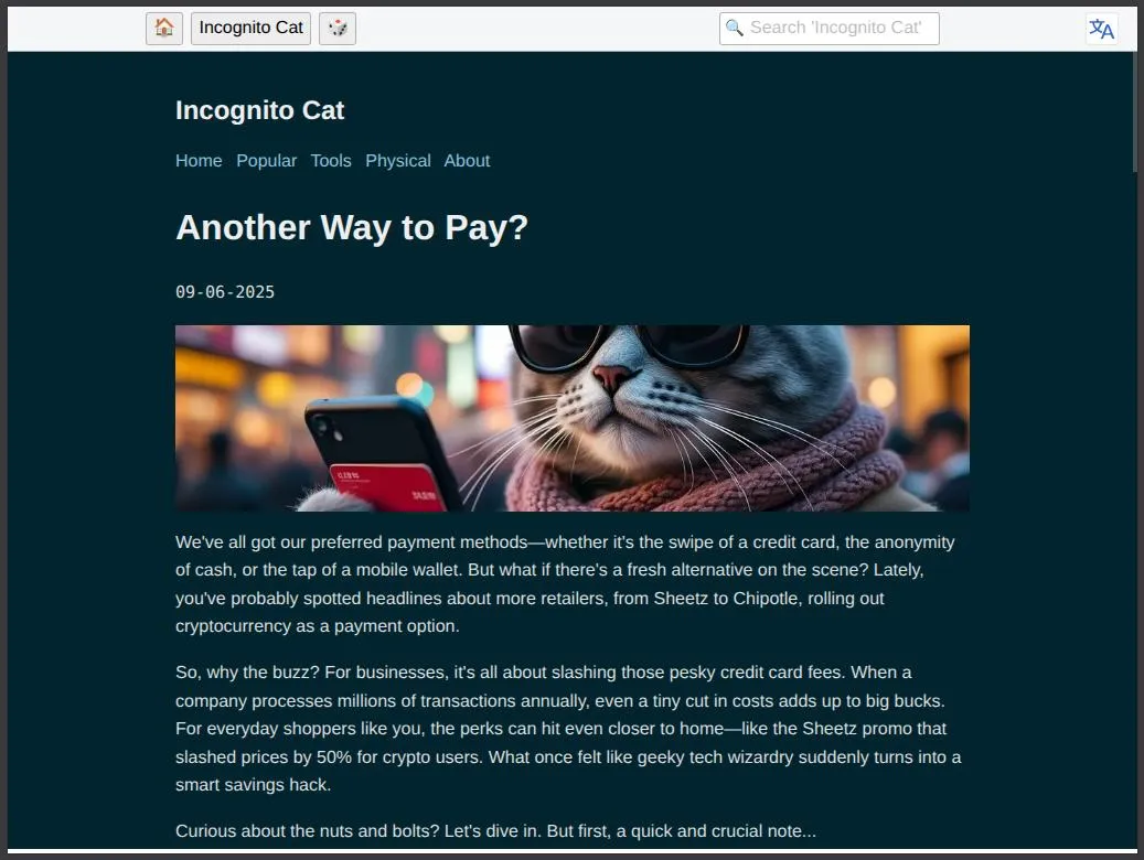 Post from IncognitoCat.me on Kiwix