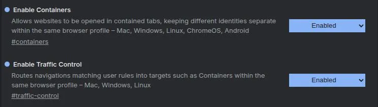 Experiment Features Enabled