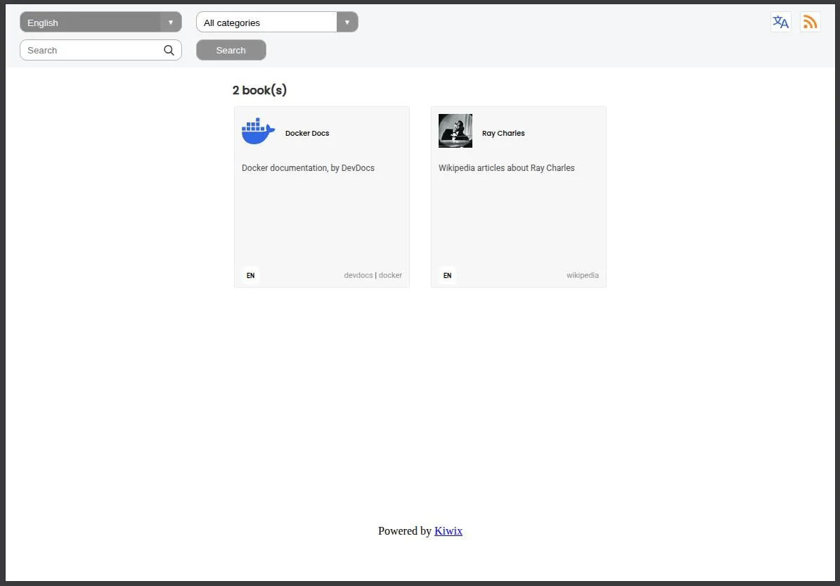  Screenshot of the Kiwix web page 