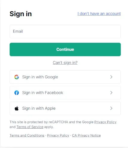 Example Universal Login Screen