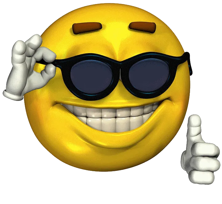 A 3D smiley face with cool sunglasses