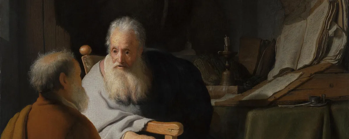 Two-old-men-disputing-Rembrandt-1628
