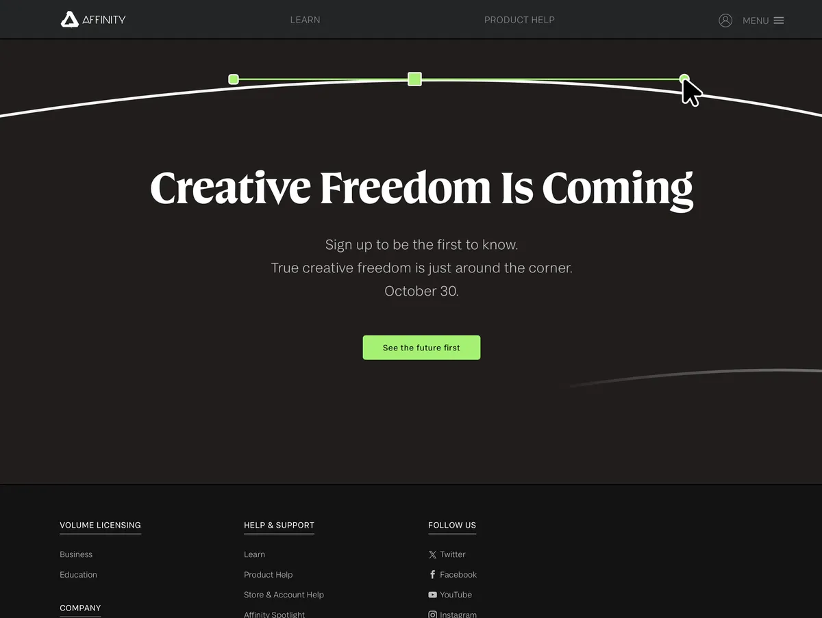 Affinity’s website as of this post’s publishing date