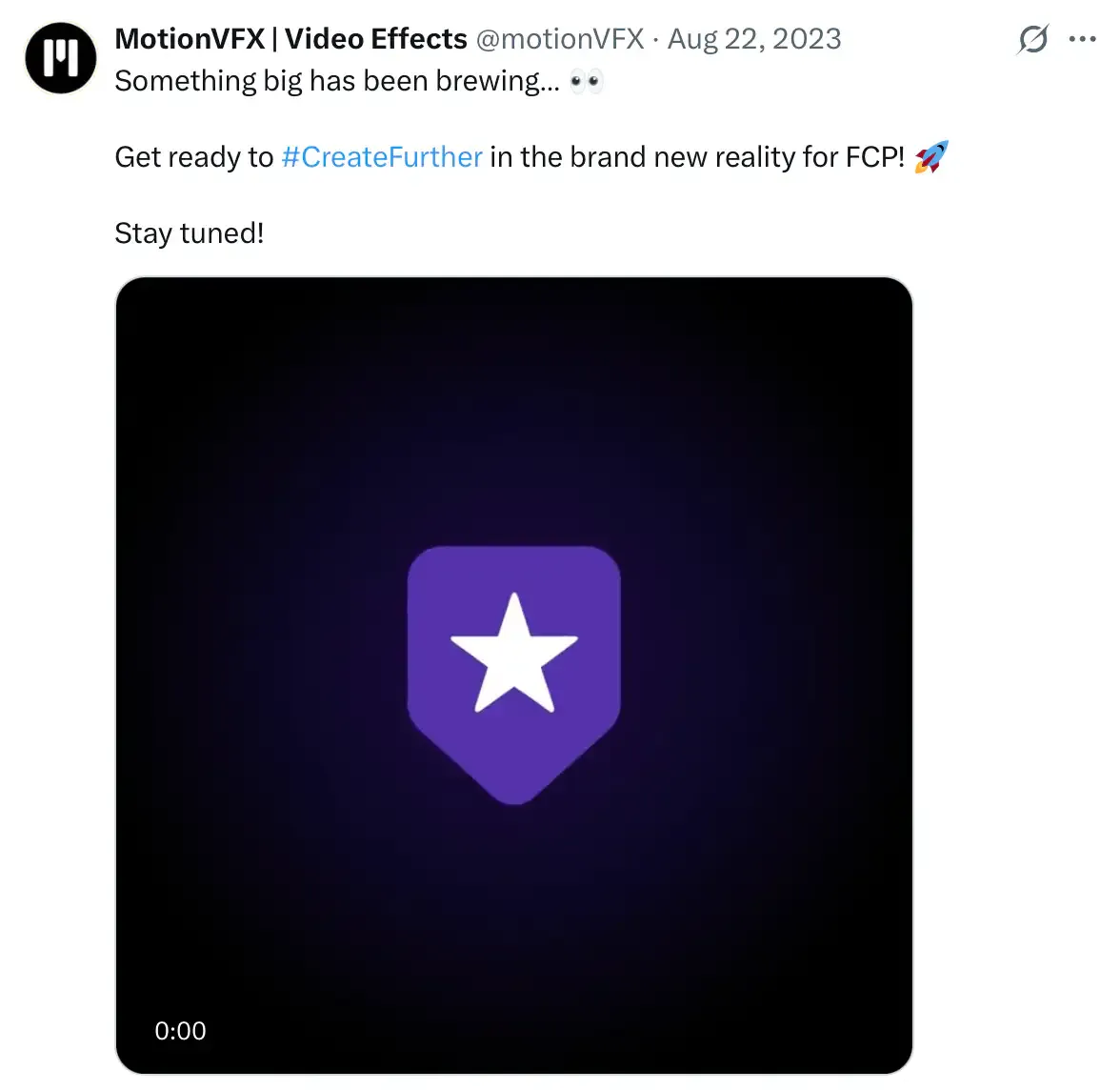 MotionVFX's announcement on X (Twitter)