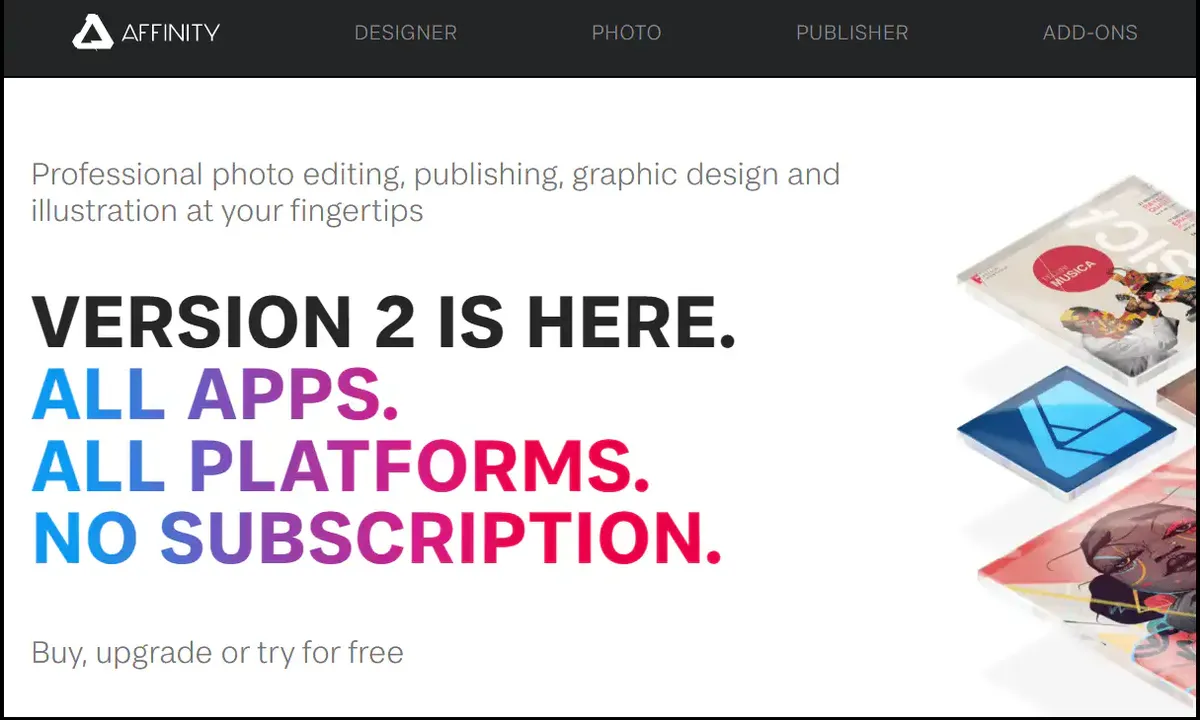 Affinity’s old website homepage