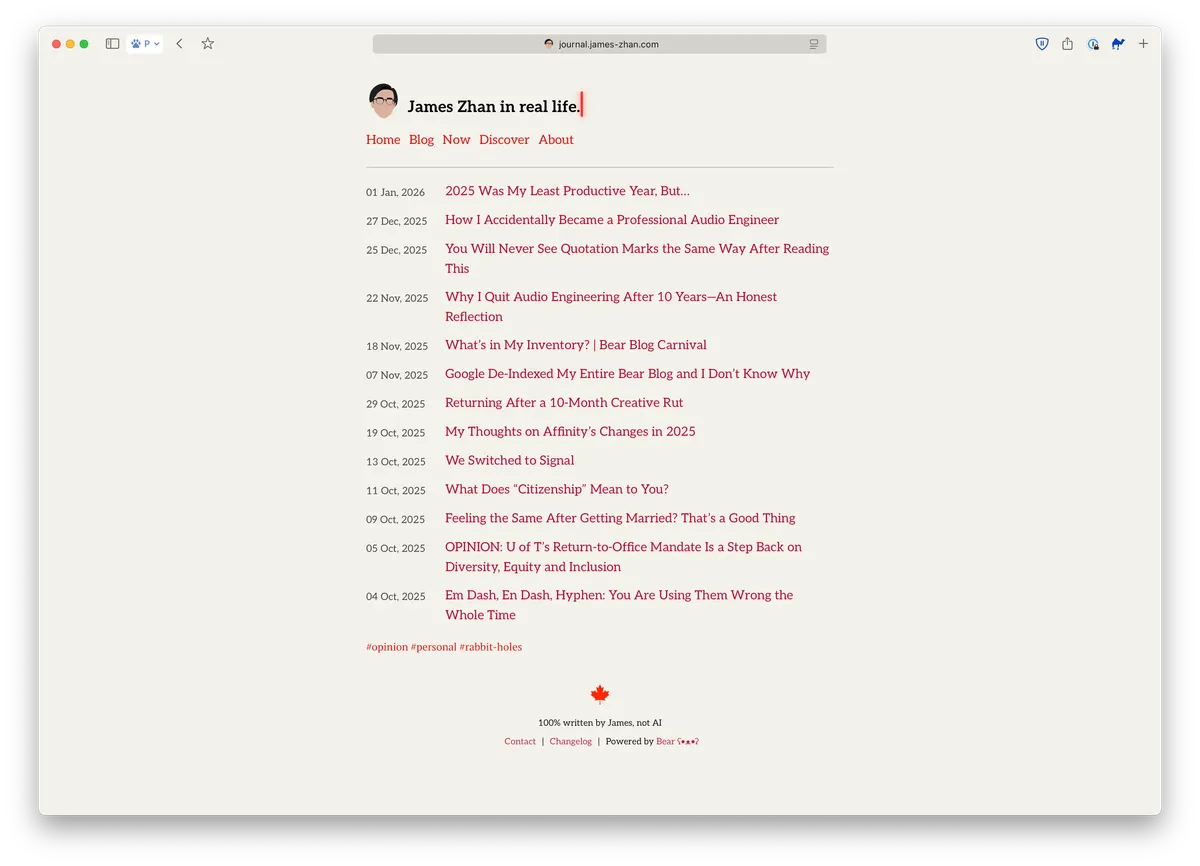 Blog list, old design