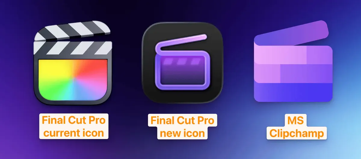 FCP icons old vs new vs clipchamp