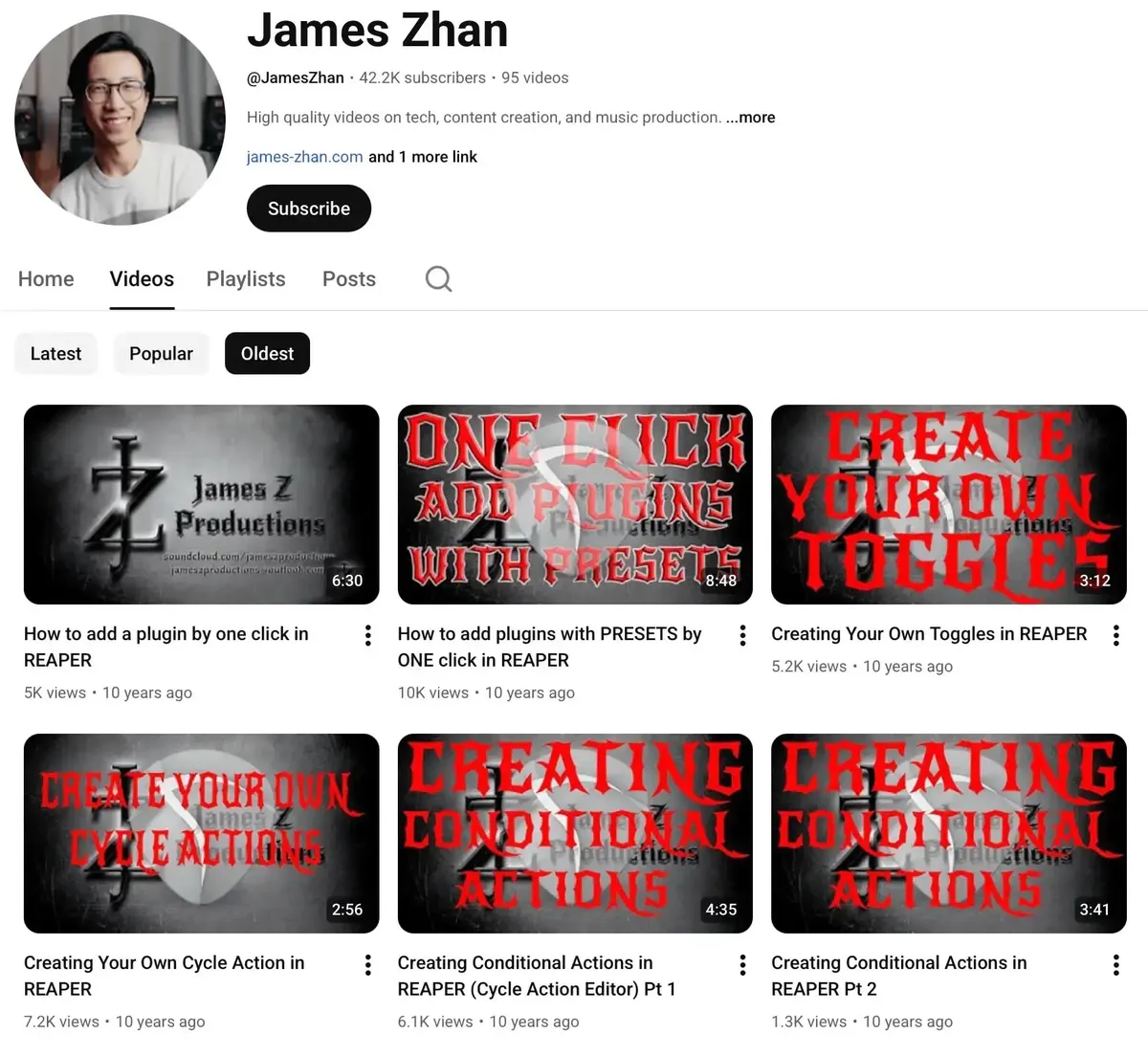 My old YouTube REAPER videos