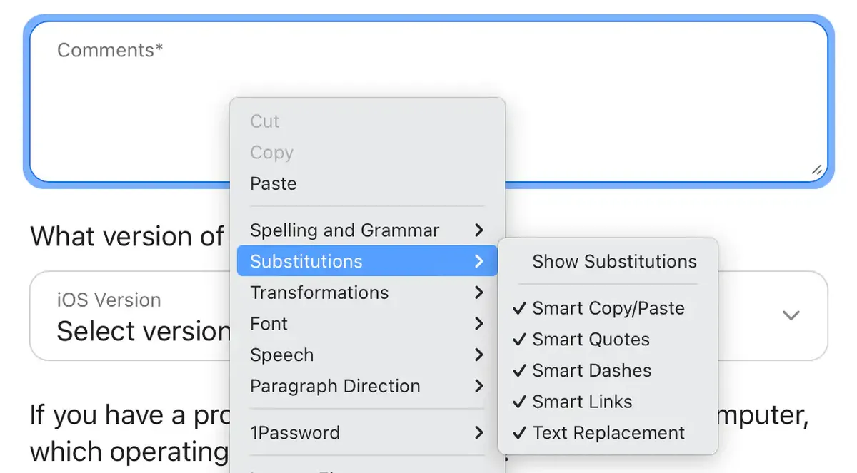 web text field substitutions