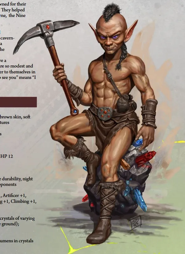 Gnomekin Crystallomancer art from sixth edition.