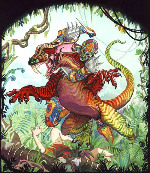 The incredible full-color art piece that would go on to be severely ruined for the cover of fourth edition.