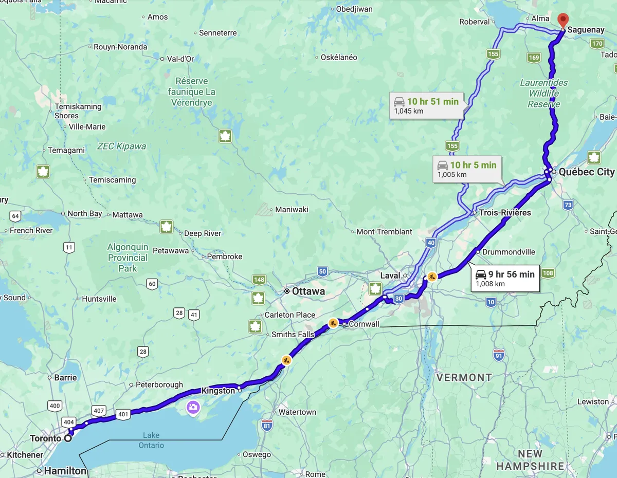 The drive to Chicoutimi