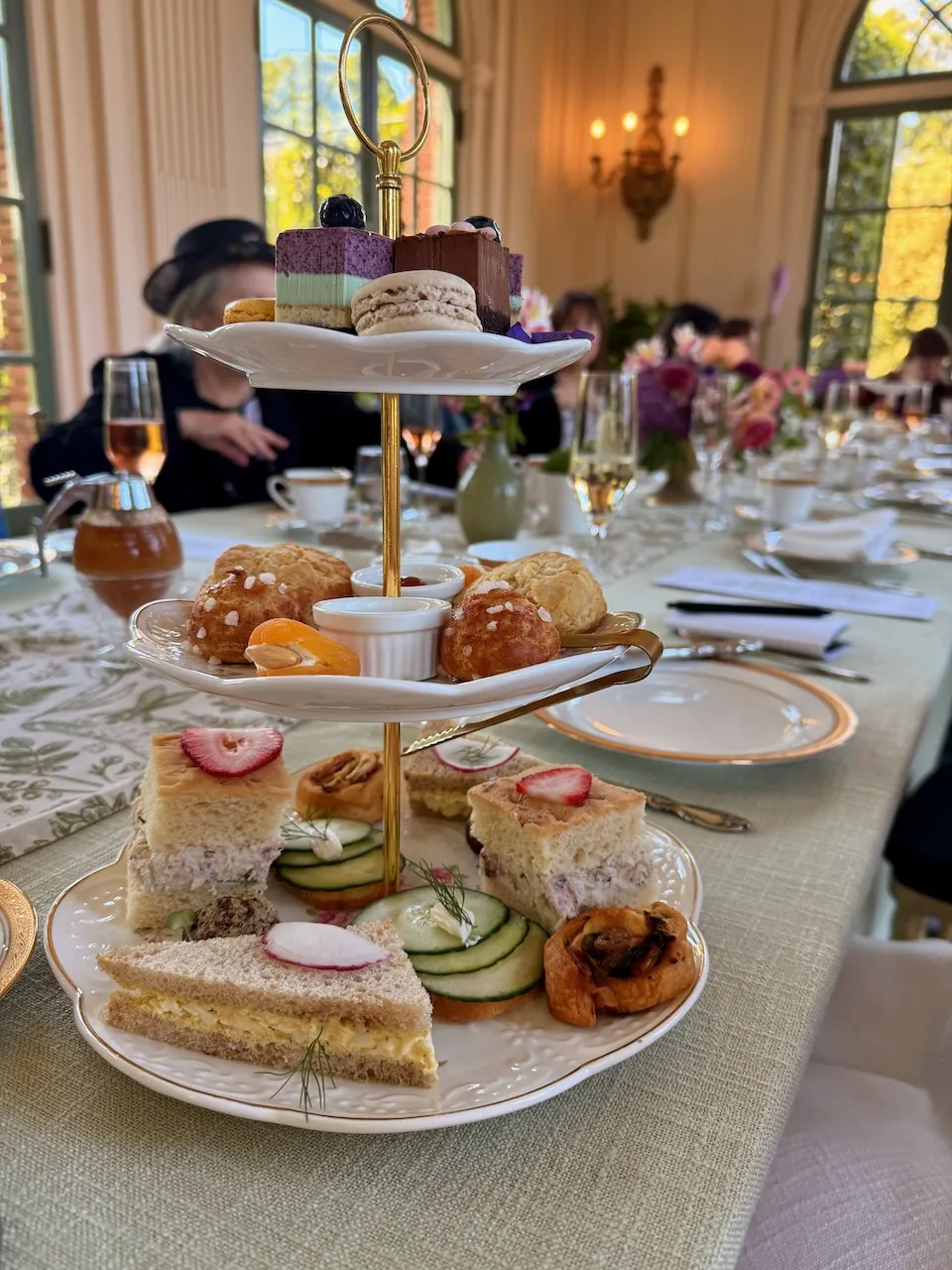 A tower of finger sandwiches