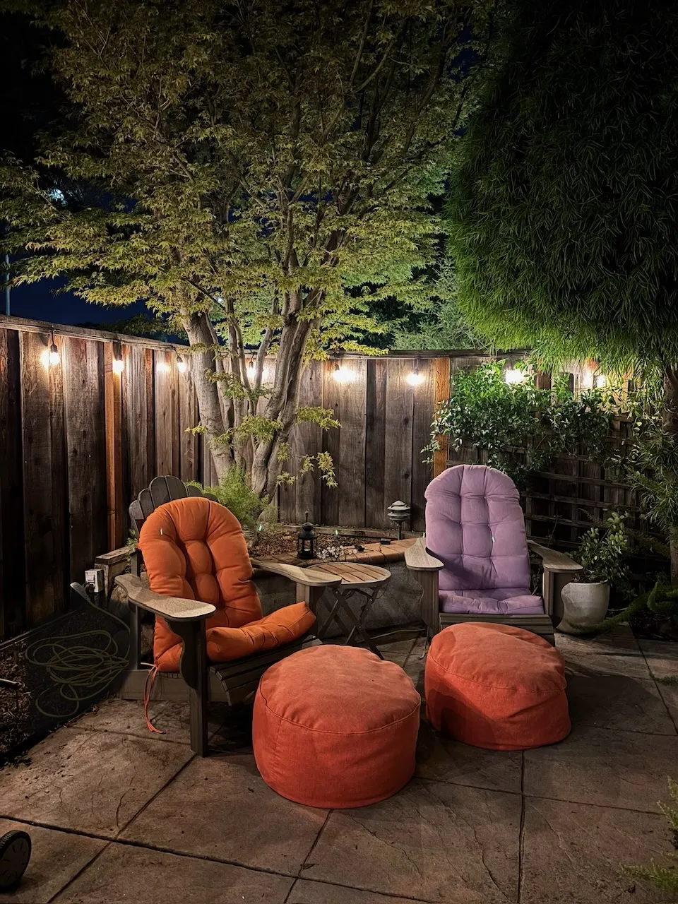 A cozy, outdoor living space