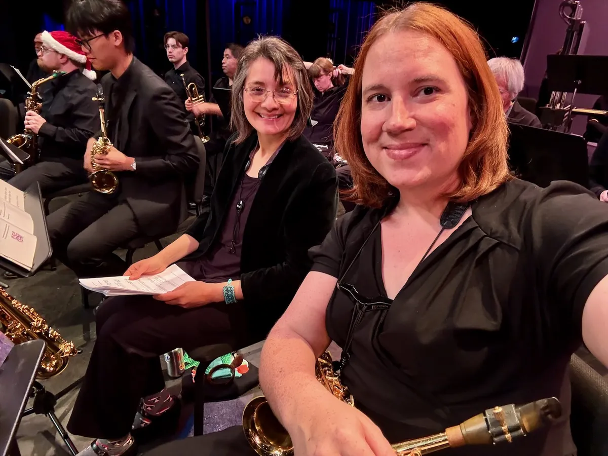 Two women with saxophones