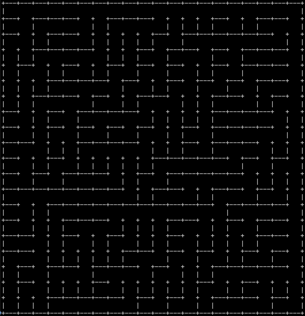 A big binary tree maze on the terminal