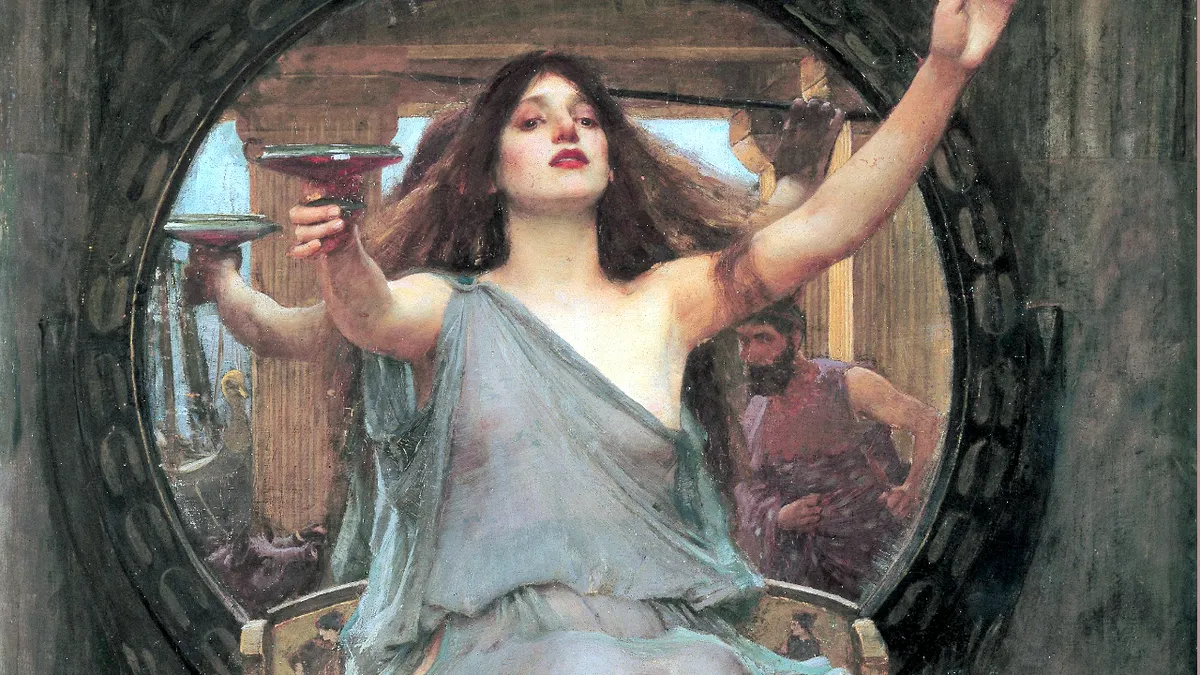 A medieval painting depicting Circe