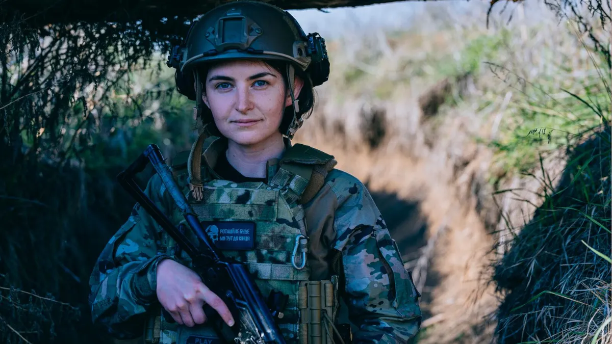 Lieutenant Yulia Mykytenko in her combat gear