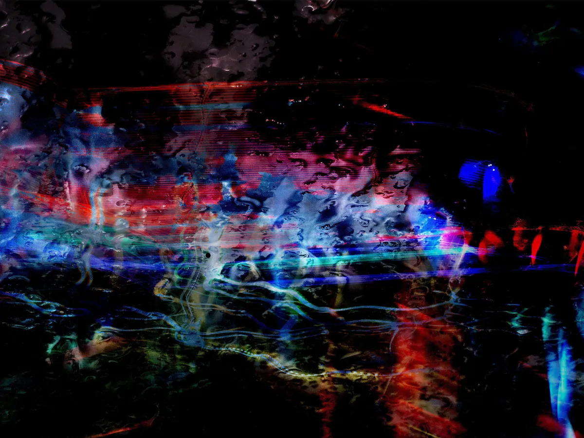 Jordan Sampson Creative - digital composite - abstract water ripple photography - mint, cobalt, crimson - faces in the reflection