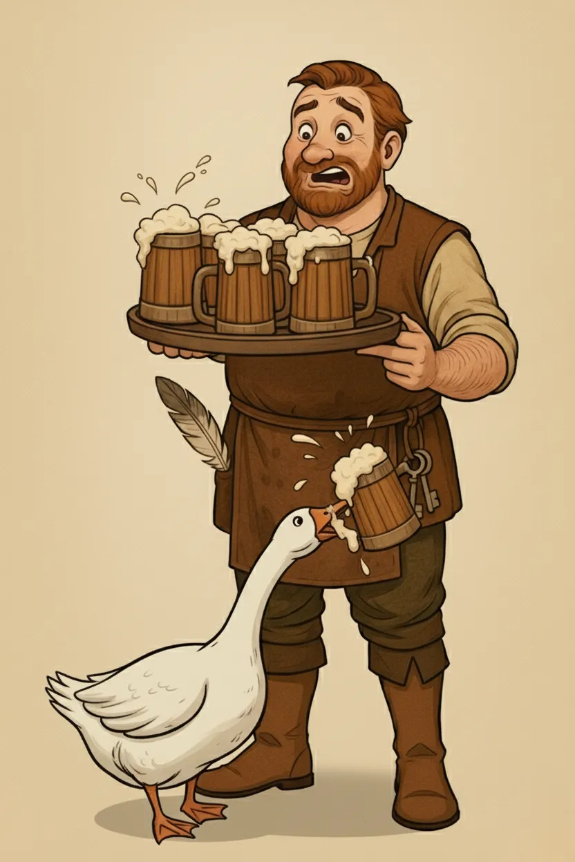 Toby Maltspigot tankards and goose