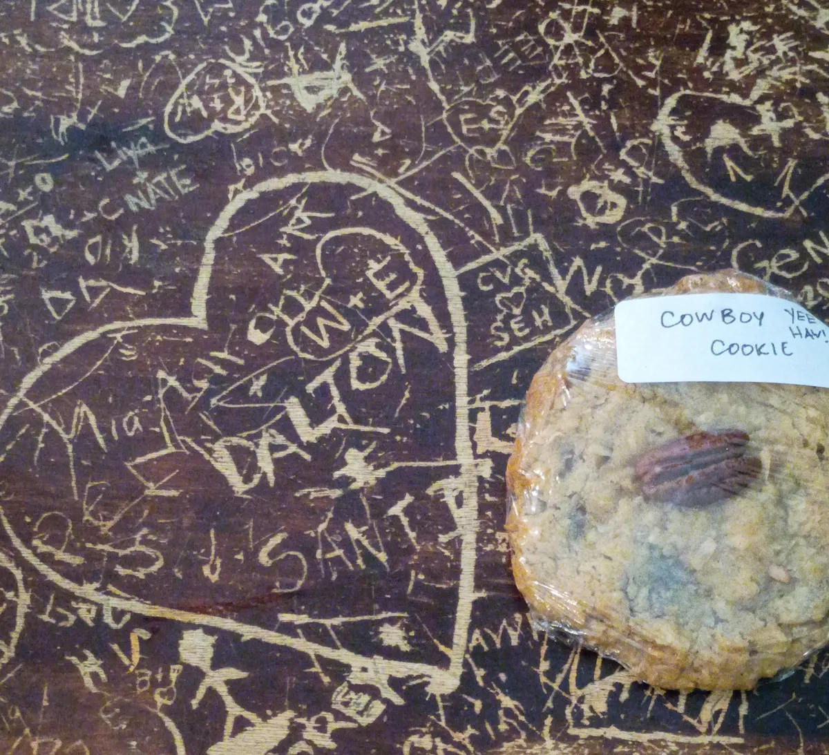 cowboy cookie and graffiti heart