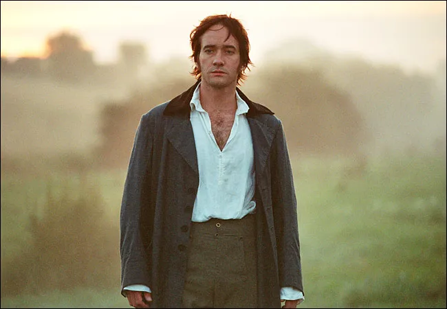Matthew Macfadyen as Mr. Darcy, prancing about in an undershirt