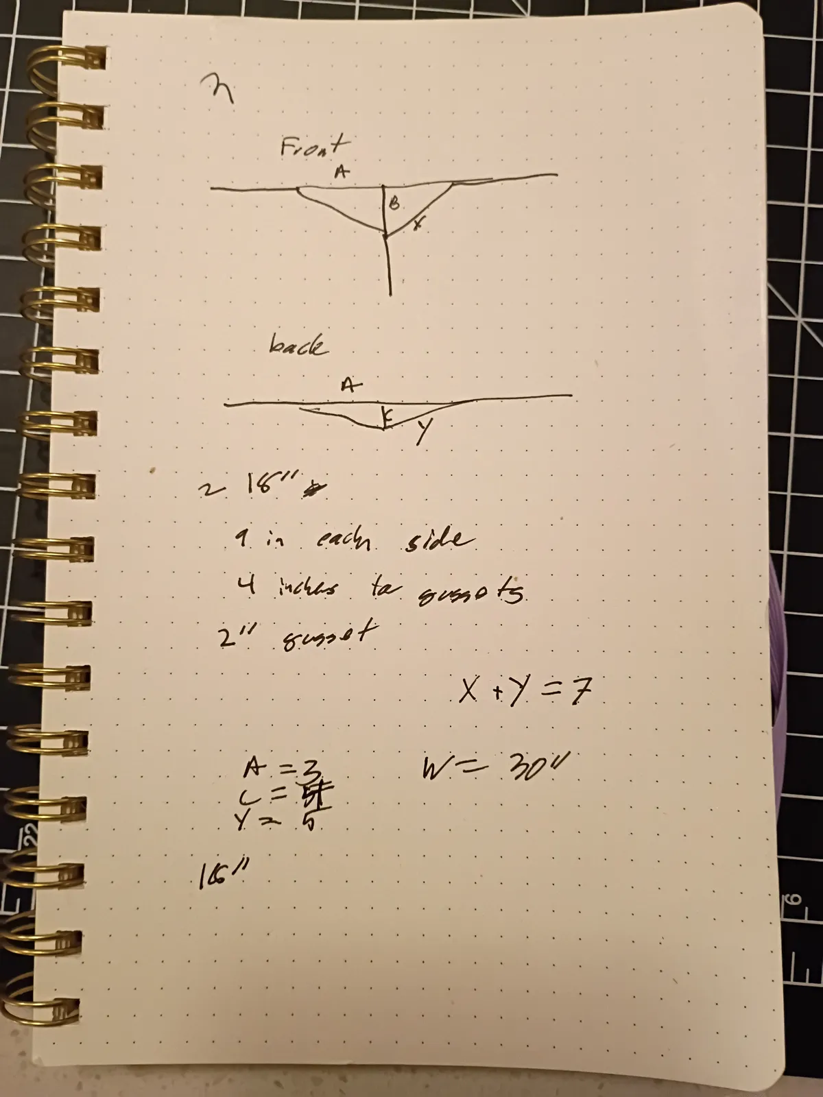 neckline sketch visualizing a proposed neckline as a pair of triangles for front and back pieces of a shirt