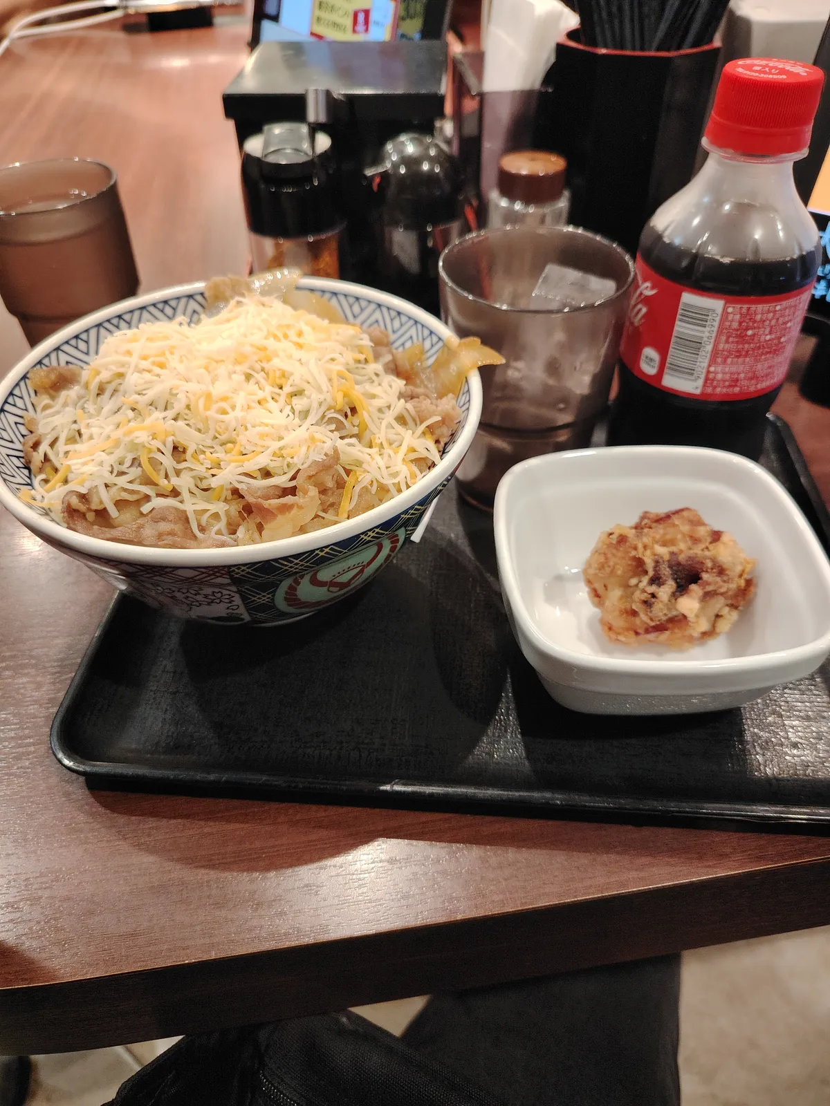 a bowl of cheese gyudon