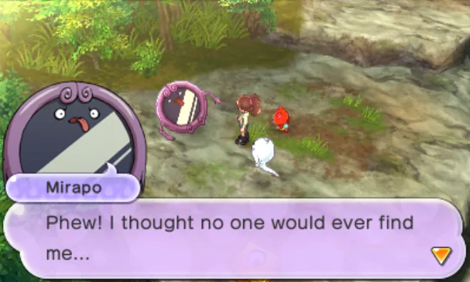 We find Mirapo, a purple magic mirror yokai.