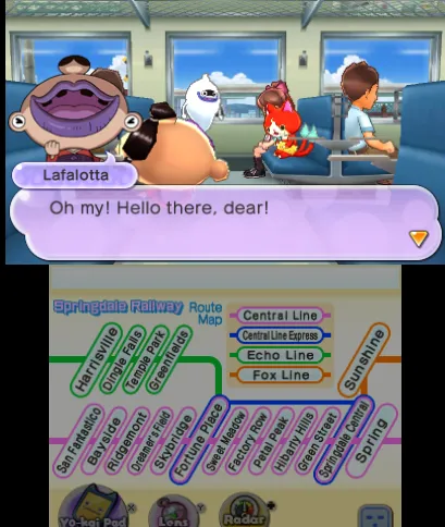 On the train, we encounter Lafalotta, a yokai with a huge mouth.