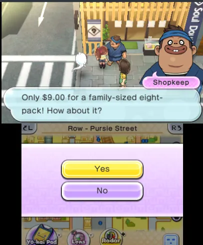 Our heroine, E-Ranked, buys a family pack of donuts from the rather rotund street vendor.