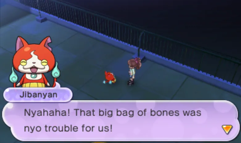 Jibanyan congratulates us on our victory.