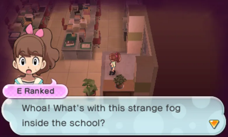 Inside the school, there's a lot of fog.