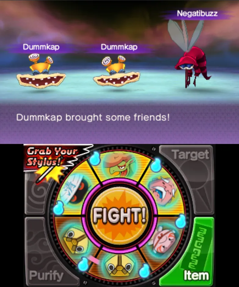 We fight three yokai, one of which is the hat yokai dummkap.