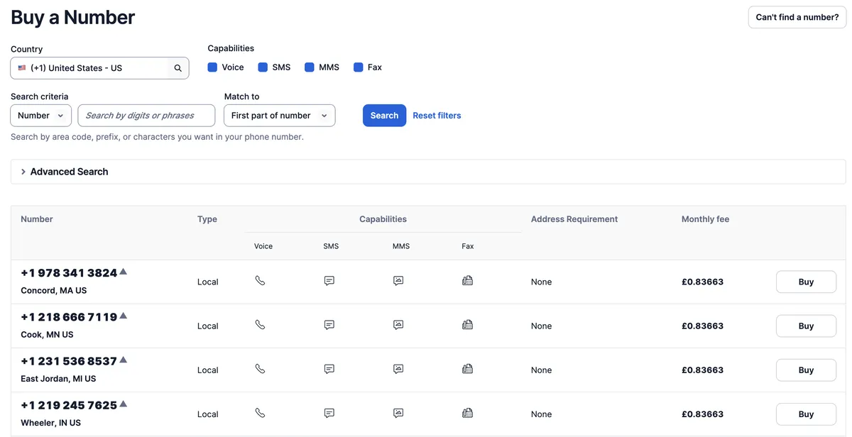 Twilio Phone Numbers