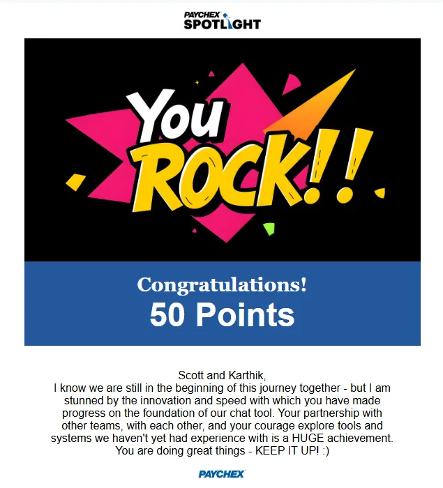 Appreciation on our work 